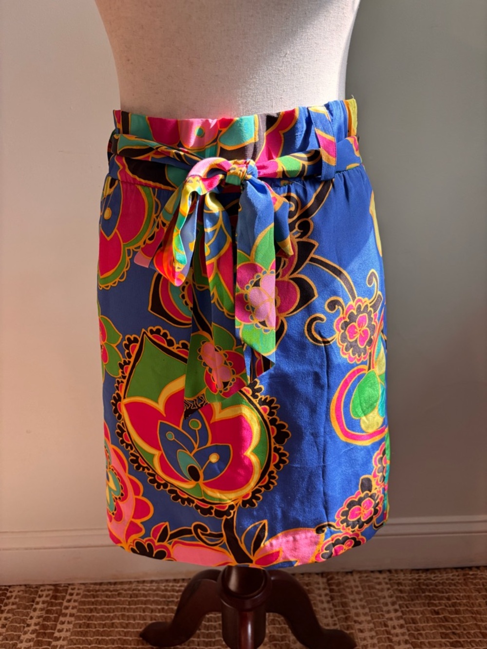 Lilly Pulitzer Anamaria Silk Straight Skirt Starry Blue Drama Queen S - Picture 2 of 6